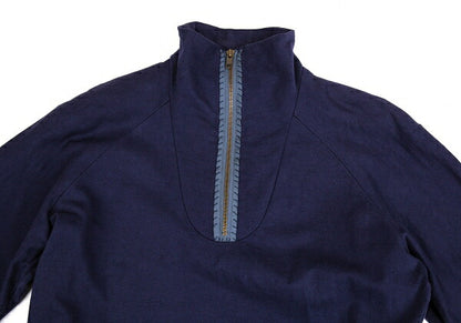 Y's for men Cotton Half-Zip High-Neck Long Sleeve Top Navy Size 3
