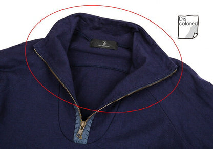 Y's for men Cotton Half-Zip High-Neck Long Sleeve Top Navy Size 3