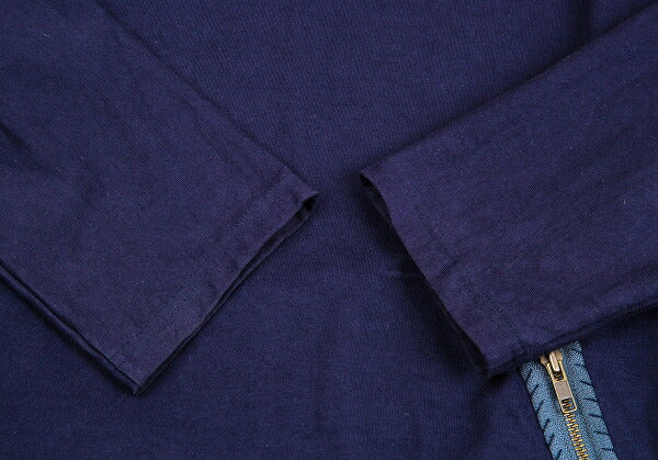 Y's for men Cotton Half-Zip High-Neck Long Sleeve Top Navy Size 3