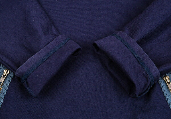 Y's for men Cotton Half-Zip High-Neck Long Sleeve Top Navy Size 3