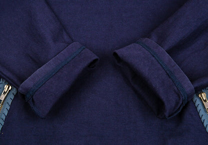 Y's for men Cotton Half-Zip High-Neck Long Sleeve Top Navy Size 3