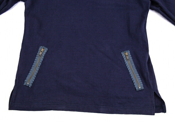 Y's for men Cotton Half-Zip High-Neck Long Sleeve Top Navy Size 3