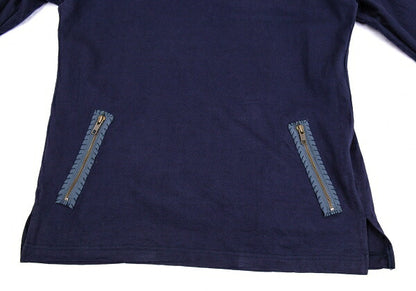 Y's for men Cotton Half-Zip High-Neck Long Sleeve Top Navy Size 3