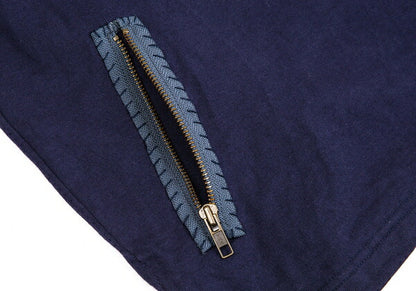 Y's for men Cotton Half-Zip High-Neck Long Sleeve Top Navy Size 3