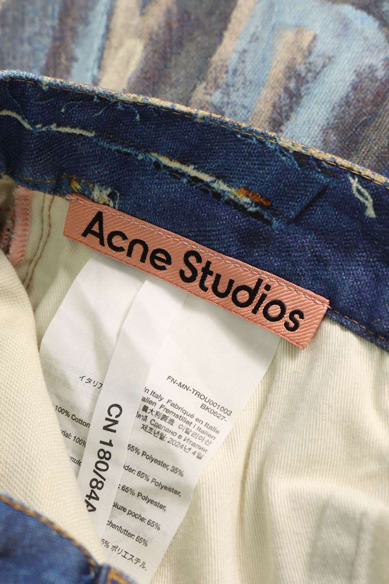 Acne Studios 24AW Print Denim Pants Blue Size 48