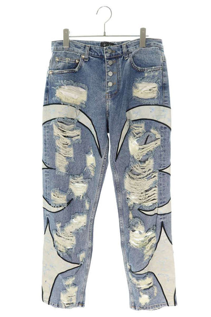 THUG CLUB Blue Distressed Tribal Denim Pants Size 30