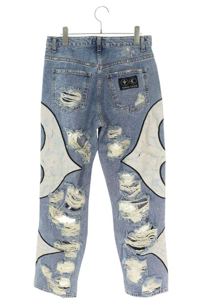 THUG CLUB Blue Distressed Tribal Denim Pants Size 30
