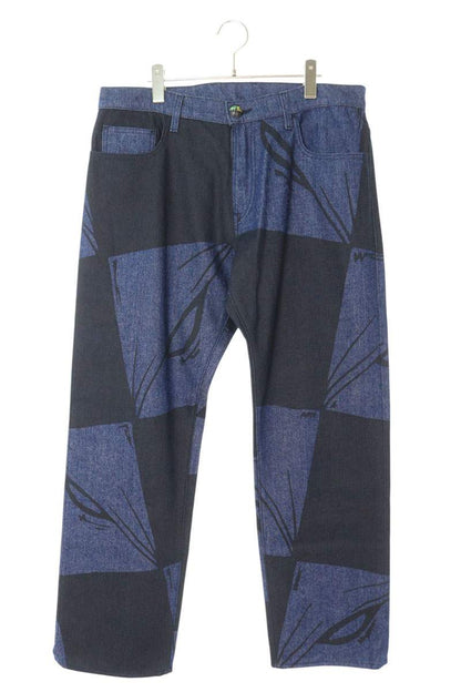 ANTI PROMO 99EYES Graphic Denim Pants Blue & Black Size 34