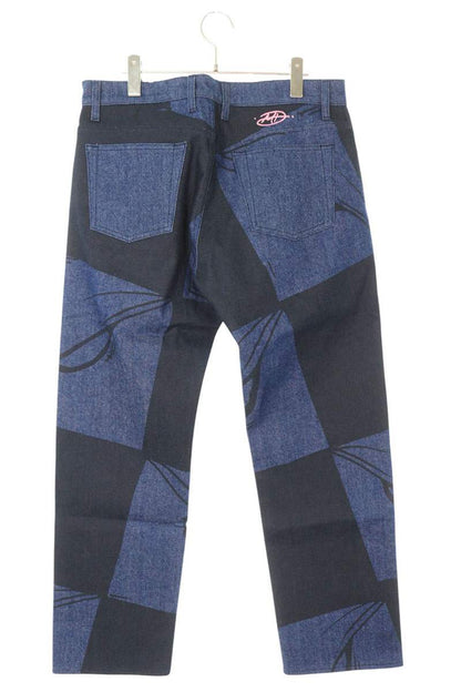 ANTI PROMO 99EYES Graphic Denim Pants Blue & Black Size 32