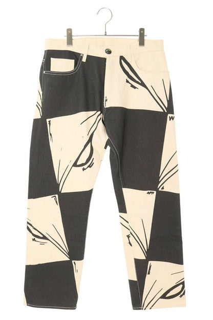 ANTI PROMO 99EYES Graphic Denim Pants White & Black Size 32