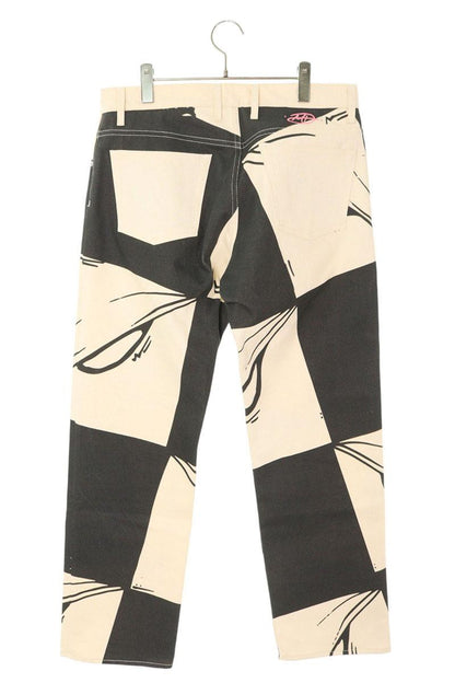 ANTI PROMO 99EYES Graphic Denim Pants White & Black Size 32
