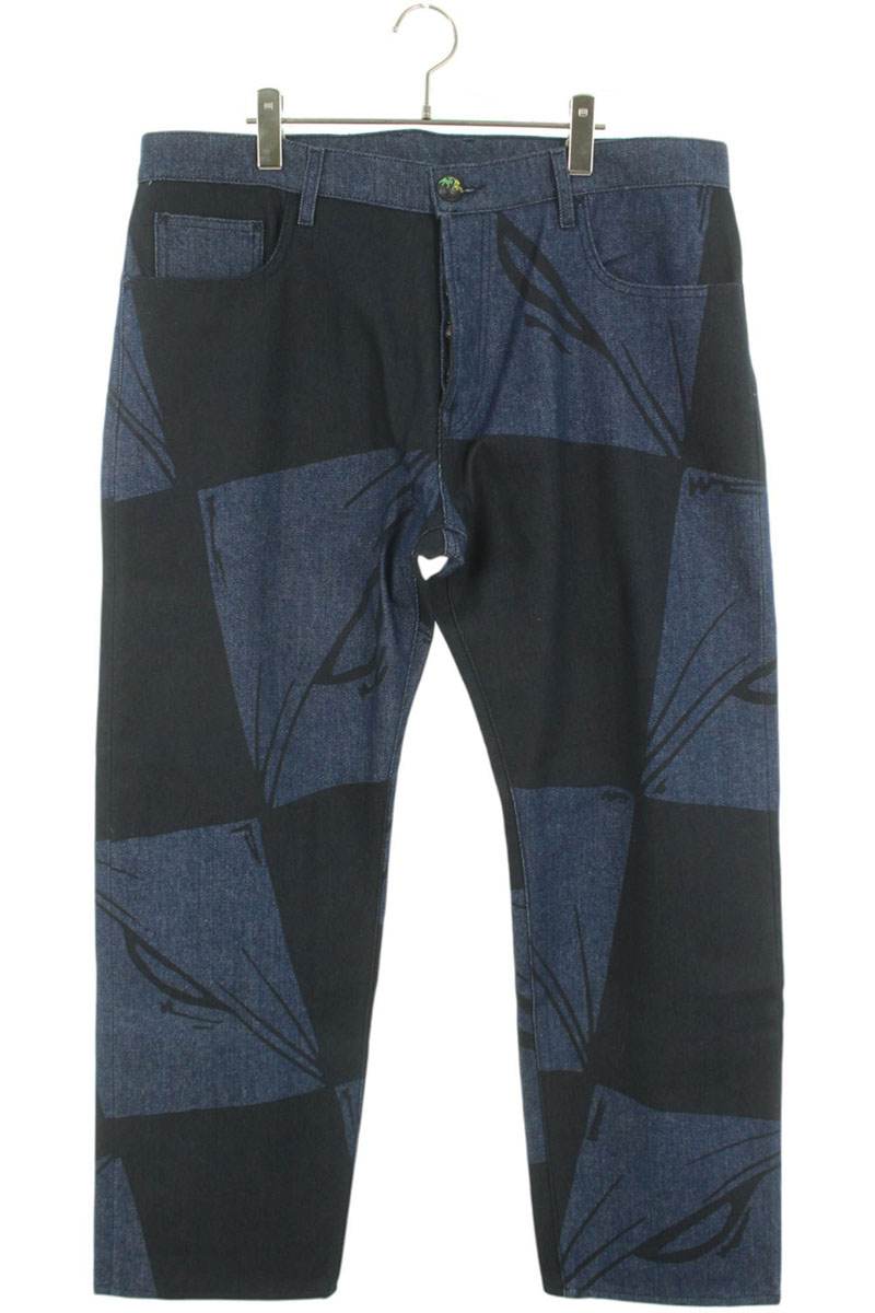 ANTI PROMO 99EYES Graphic Denim Pants Indigo & Black Size 36