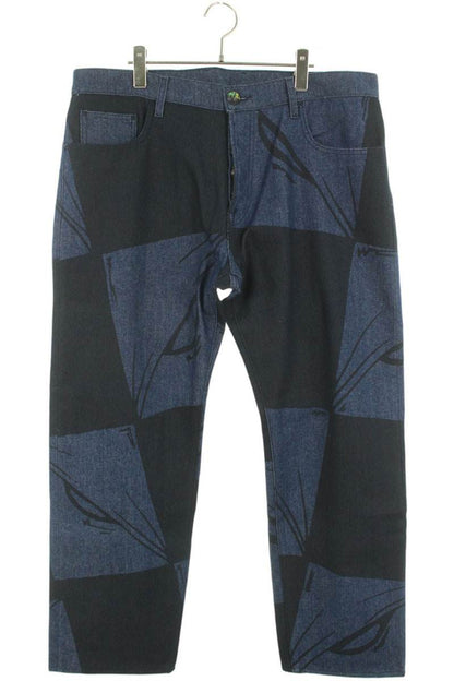 ANTI PROMO 99EYES Graphic Denim Pants Indigo & Black Size 36