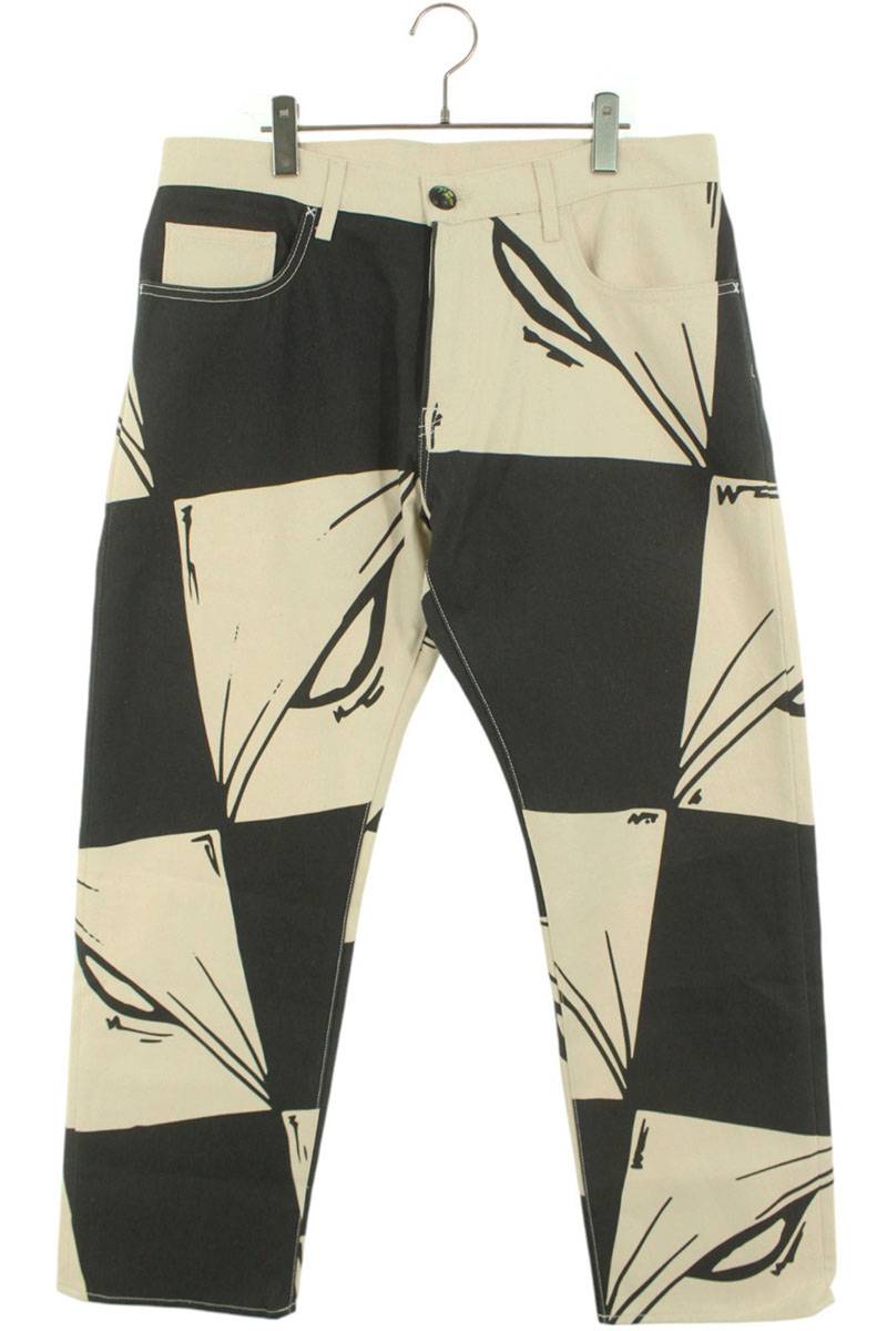 ANTI PROMO 99EYES Graphic Denim Pants White & Multi Size 34