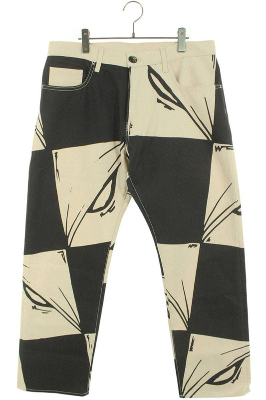 ANTI PROMO 99EYES Graphic Denim Pants White & Multi Size 34