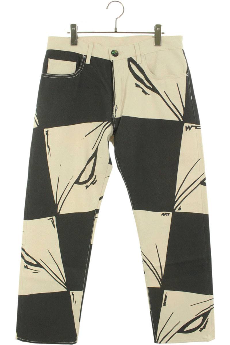 ANTI PROMO 99EYES Graphic Denim Pants White & Multi Size 32