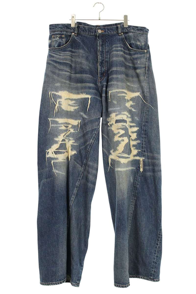 ARCHIVE Distressed Wide Denim Pants Blue Size 38
