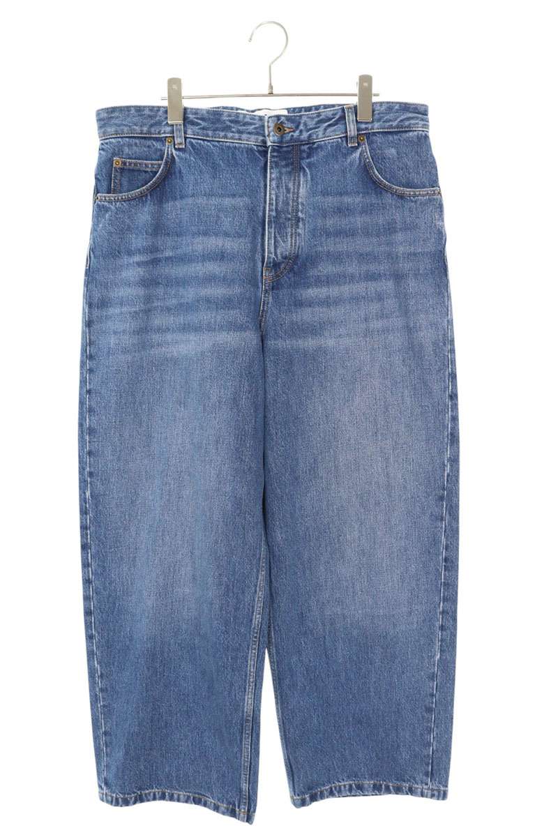 LOEWE Indigo Mid-Weight Denim Pants Calf Leather Size 38