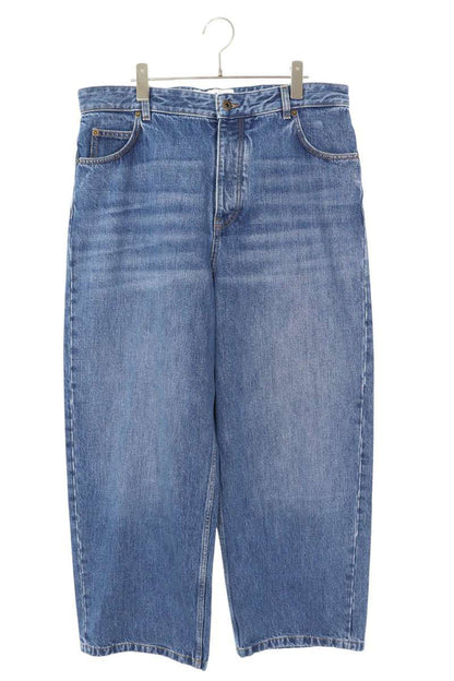 LOEWE Indigo Mid-Weight Denim Pants Calf Leather Size 38