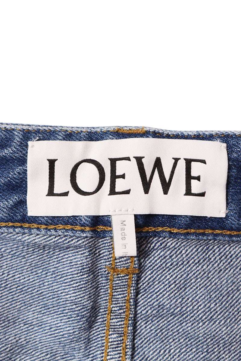 LOEWE Indigo Mid-Weight Denim Pants Calf Leather Size 38