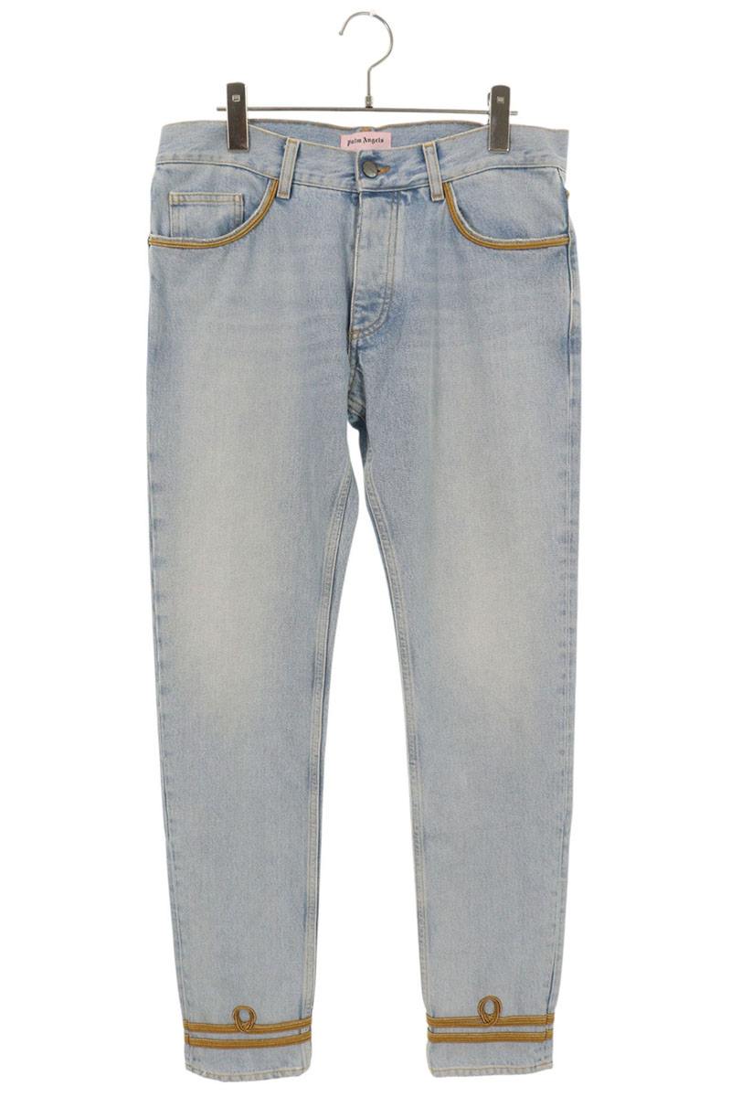 Palm Angels Distressed Denim Pants Blue x Gold Size 31