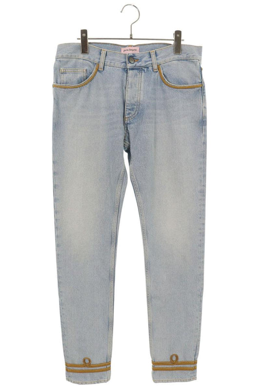 Palm Angels Distressed Denim Pants Blue x Gold Size 31