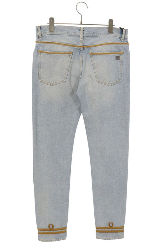 Palm Angels Distressed Denim Pants Blue x Gold Size 31