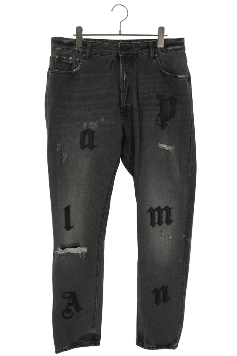 Palm Angels Leather Denim Pants Black Size 34