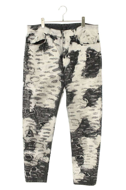 GIVENCHY Distressed Denim Jeans Grey/Black Size 35