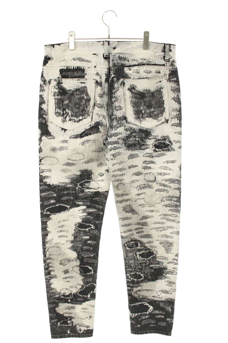 GIVENCHY Distressed Denim Jeans Grey/Black Size 35