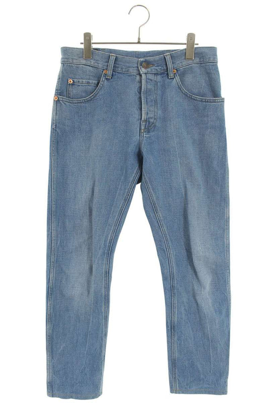 GUCCI Light Blue Back Embroidery Cotton Denim Pants Size 32