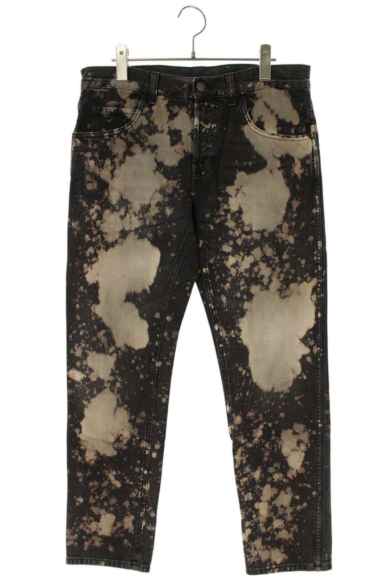 GUCCI Black Bleached Cotton Button-Fly Denim Pants Size 32