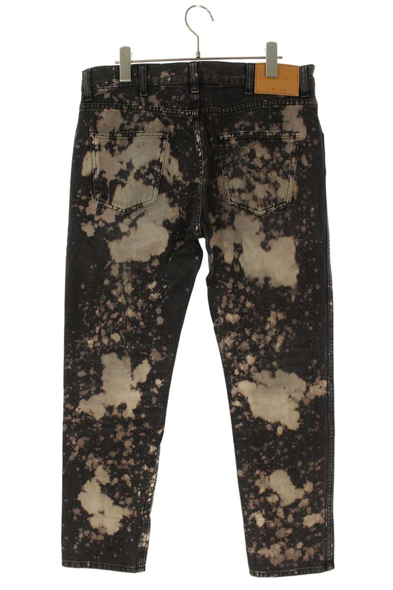 GUCCI Black Bleached Cotton Button-Fly Denim Pants Size 32
