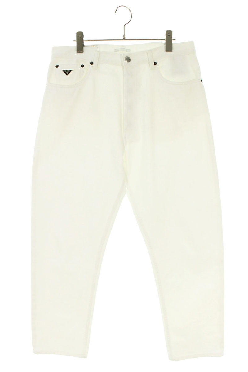 Prada White Triangle Logo 5-Pocket Denim Pants Size 32