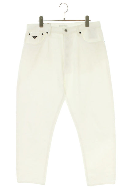 Prada White Triangle Logo 5-Pocket Denim Pants Size 32