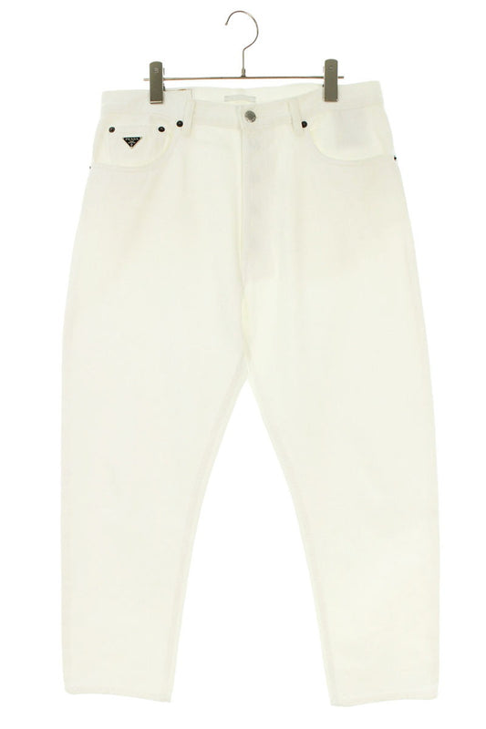 Prada White Triangle Logo 5-Pocket Denim Pants Size 32