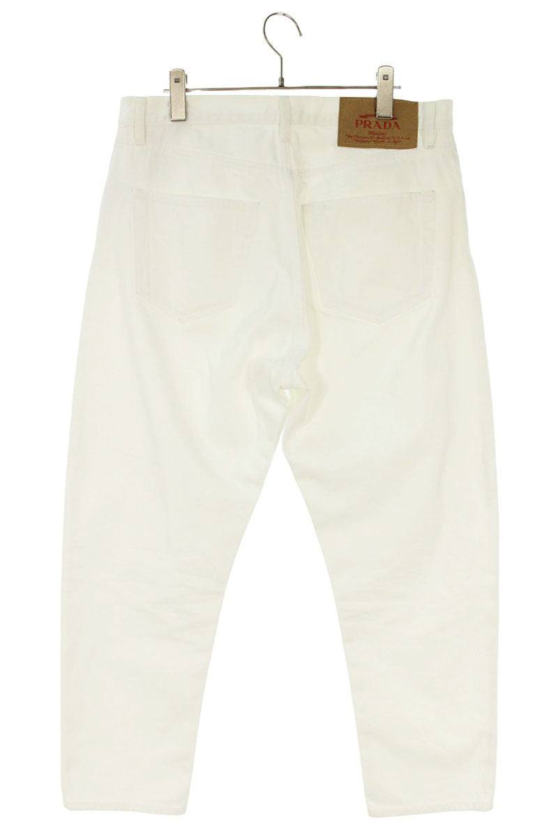 Prada White Triangle Logo 5-Pocket Denim Pants Size 32