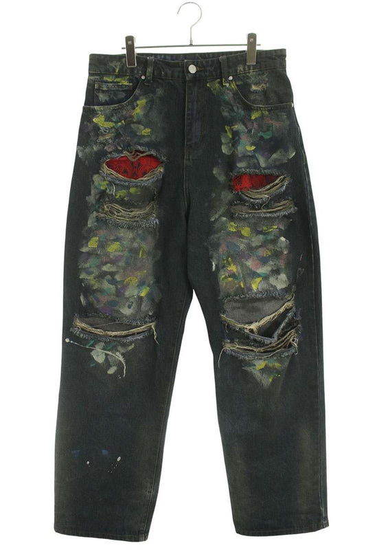 Basketcase Lax baggy denim paint splatters Distressed Pants Size 32
