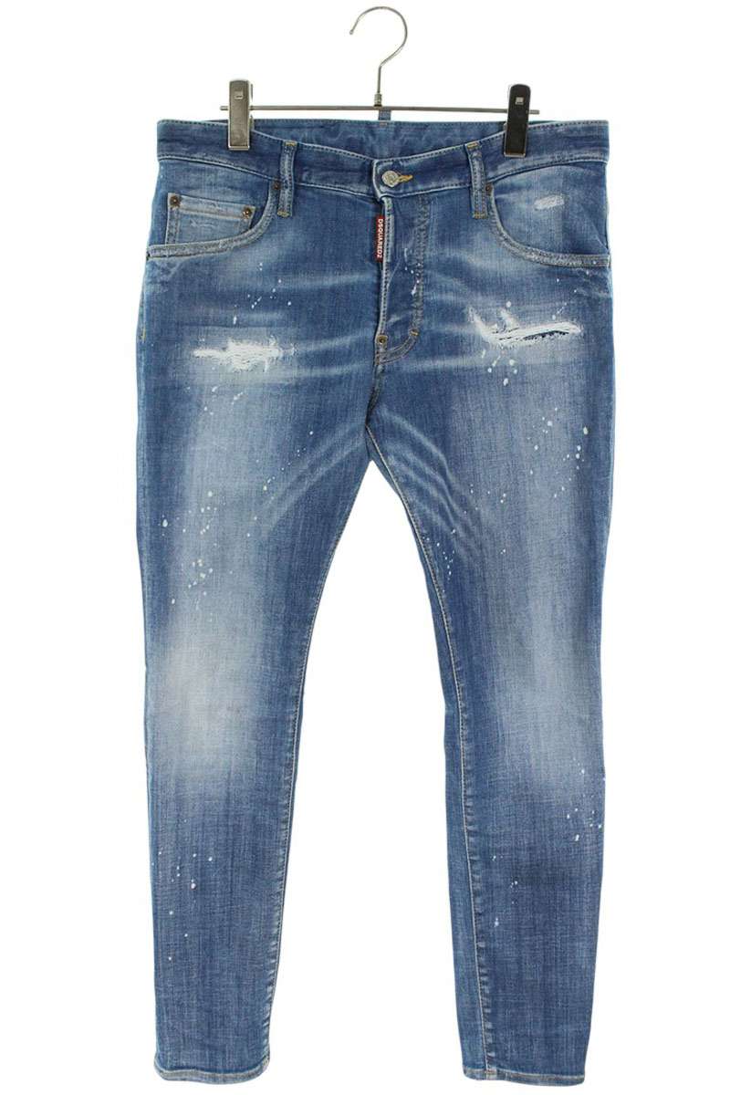 DSQUARED2 25SS Distressed Stretch Denim Pants Indigo Size 34