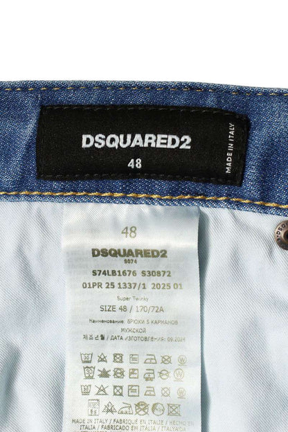 DSQUARED2 25SS Distressed Stretch Denim Pants Indigo Size 34