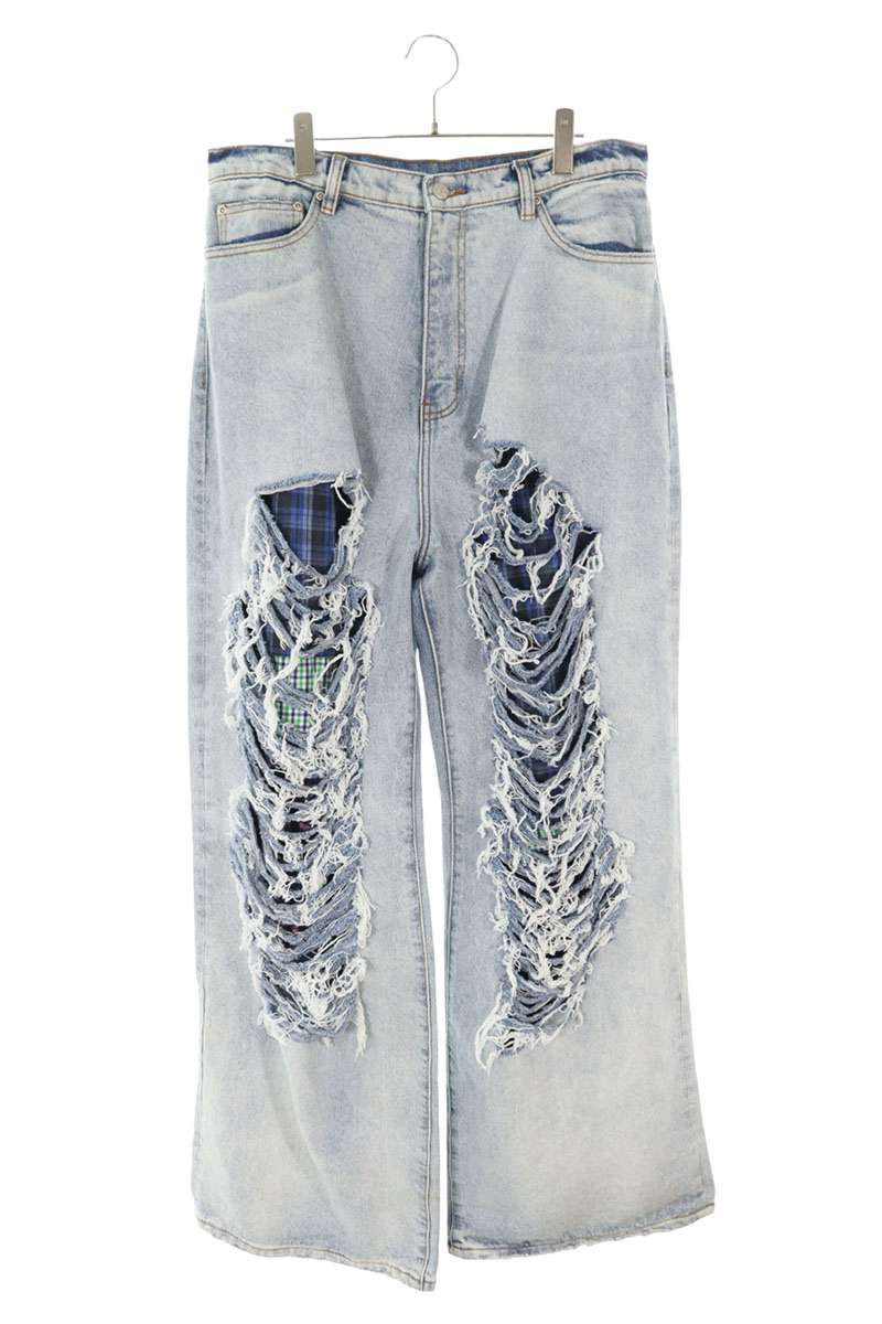 NATASHA ZINKO Indigo Cotton Distressed Denim Pants Size 34