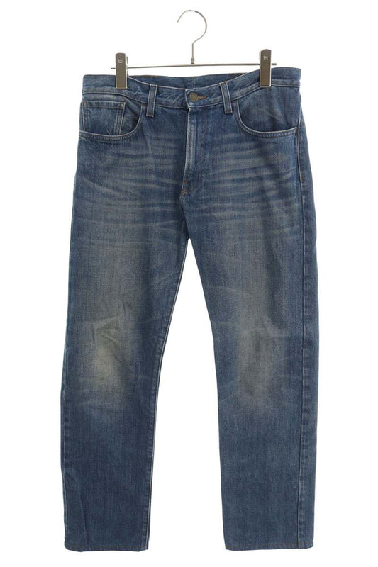 GUCCI Indigo Washed Straight Denim Pants Web Stripe Size 32