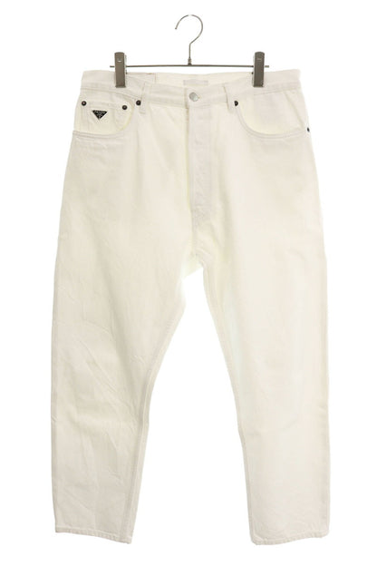 Prada White Triangle Logo Plate Button Fly Denim Size 32