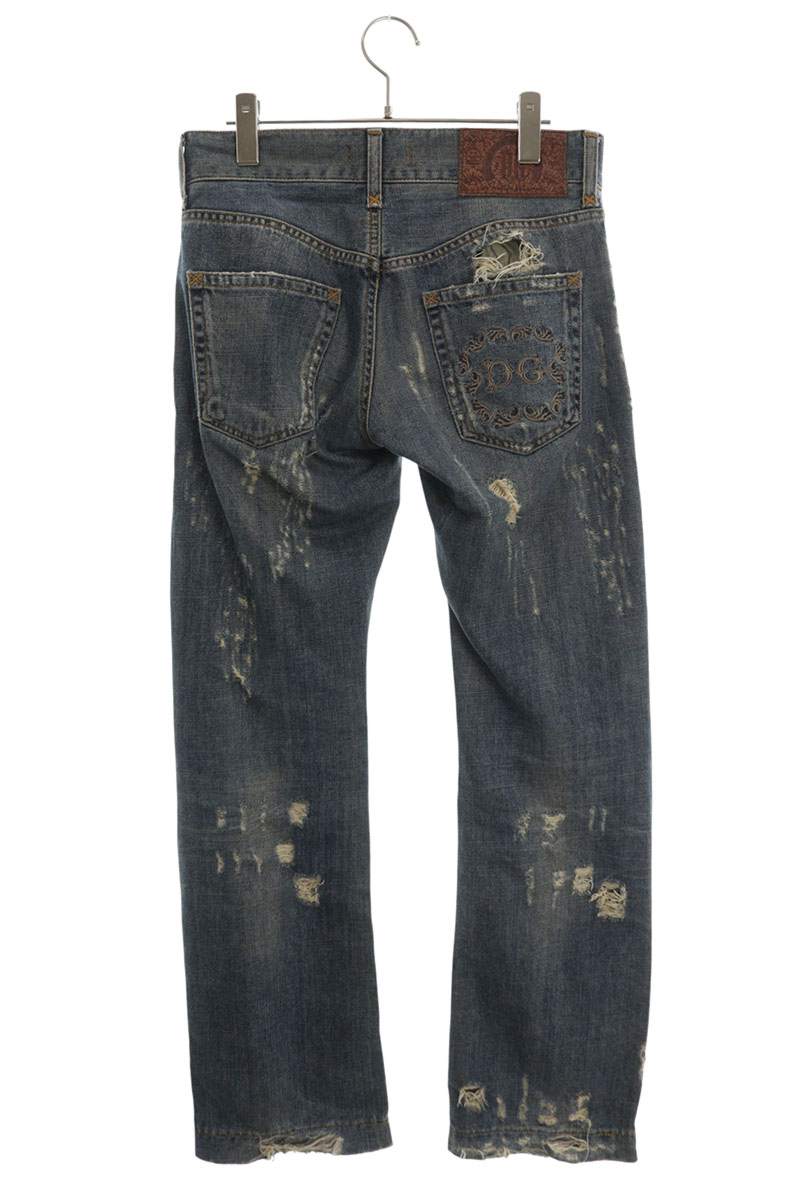 DOLCE & GABBANA Distressed Denim Pants Indigo Size 32