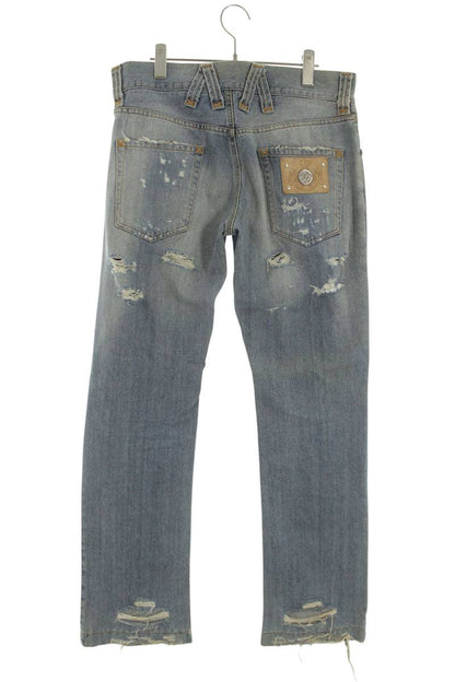 DOLCE & GABBANA Crash Distressed Denim Light Blue Size 34
