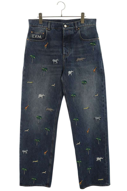 LOUISVUITTON 26SS Animal Embroidered Baggy Denim Size 30