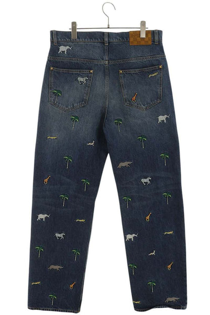 LOUISVUITTON 26SS Animal Embroidered Baggy Denim Size 30