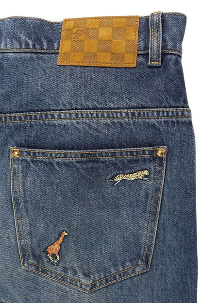 LOUISVUITTON 26SS Animal Embroidered Baggy Denim Size 30