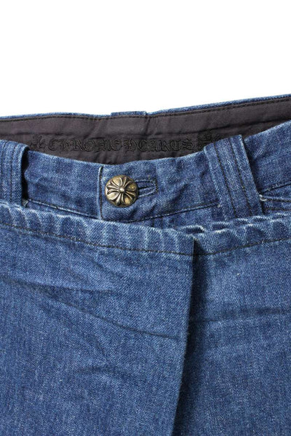 Chrome Hearts Cross Button Fatigue Denim Pants Blue Size 32