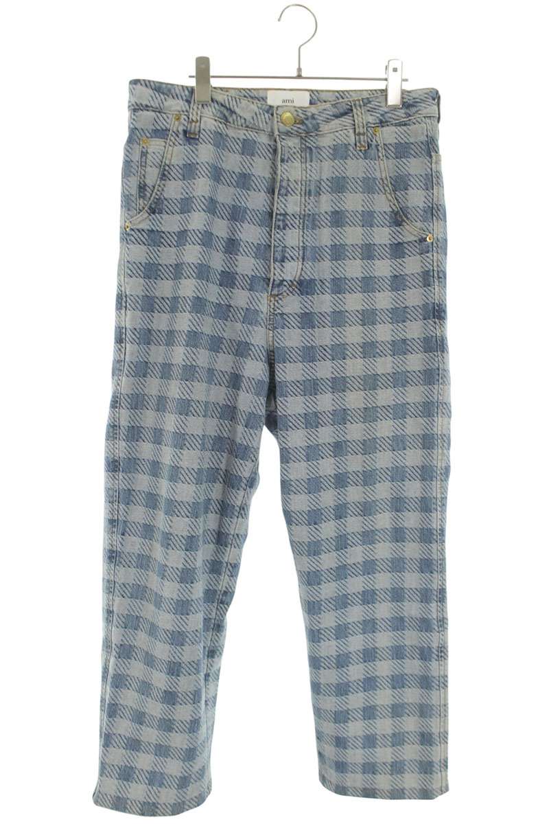 AMI Alexandre Mattiussi Check Pattern Denim Indigo Size 29